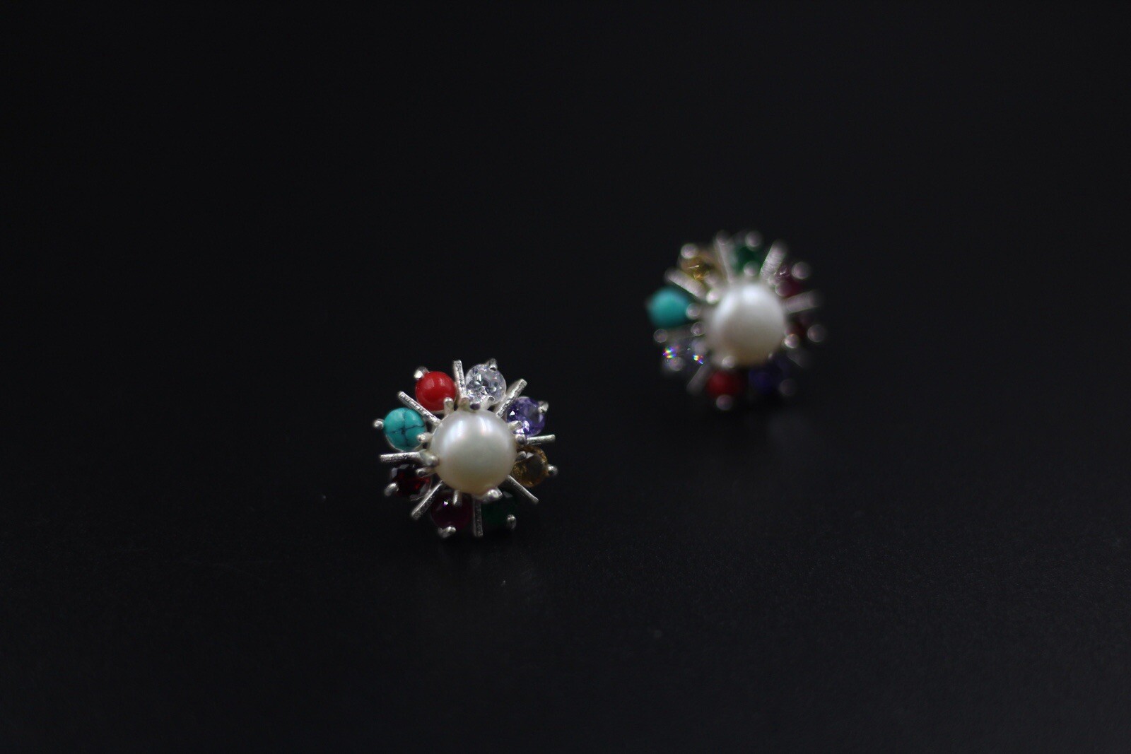 Stud Navratan Earring , Perfect gift for her , Cultural earring , free shipping
