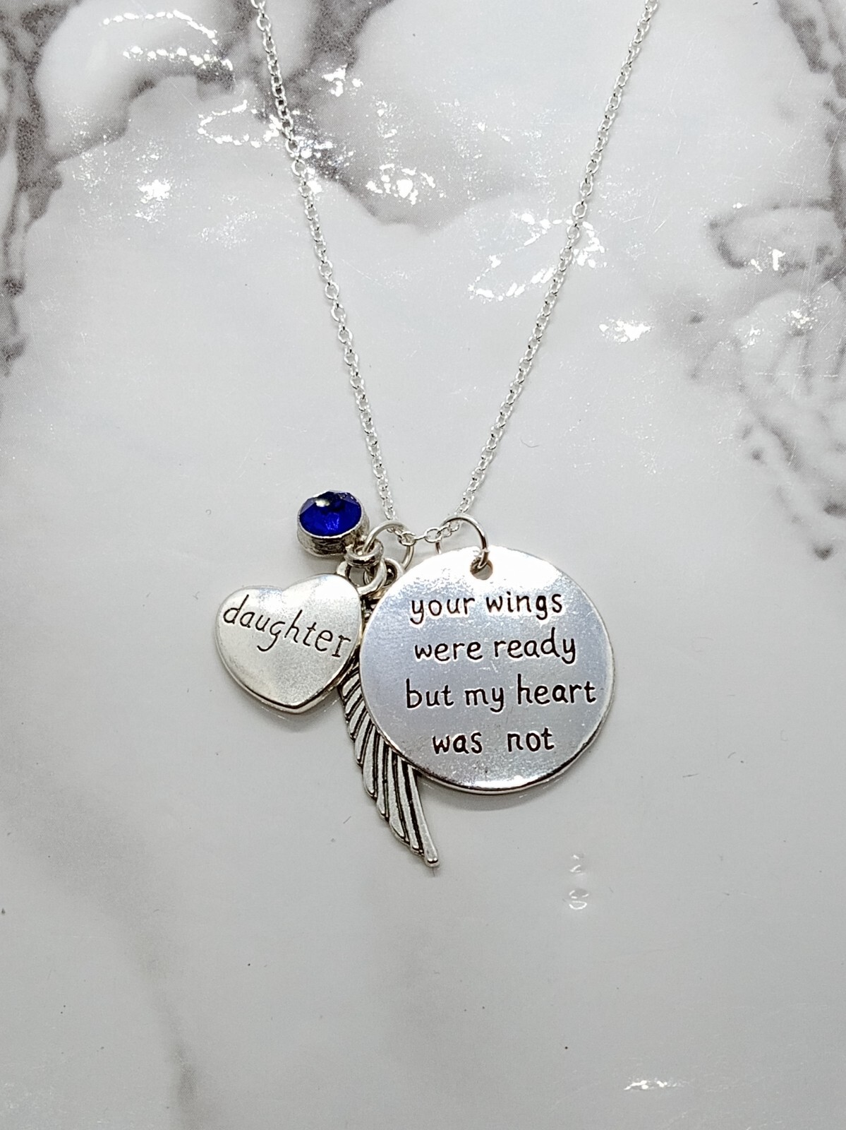 “Your wings were ready…” Memorial Necklace for Daughter – Sympathy Gift