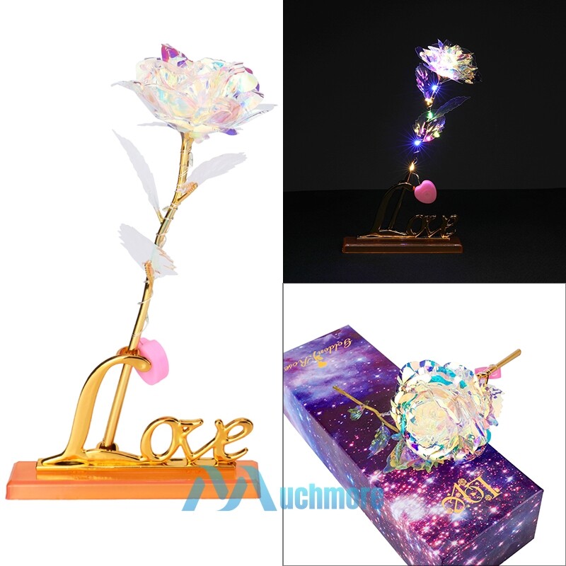 Galaxy Rose Forever Flower in Dome Glass LED Light Valentine’S Day Birthday Gift