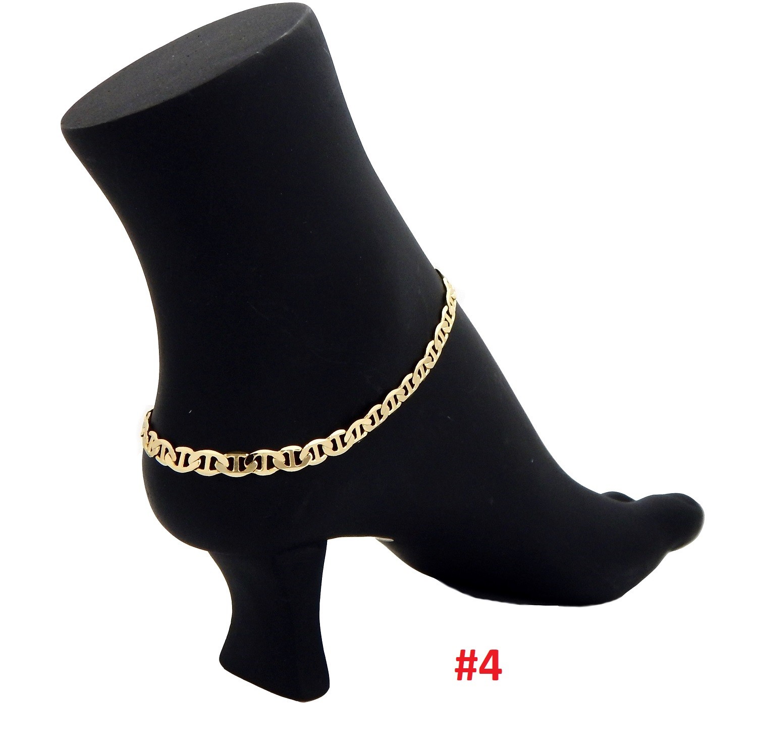 10″ CUBAN CURB LINK CHAIN ROPE MARINER ANKLET BRACELET 14K ITALY GOLD PLATED