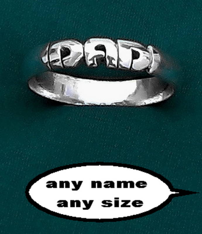 DAD,DADDY,STERLING SILVER FATHER ring BANDS ANY SIZE