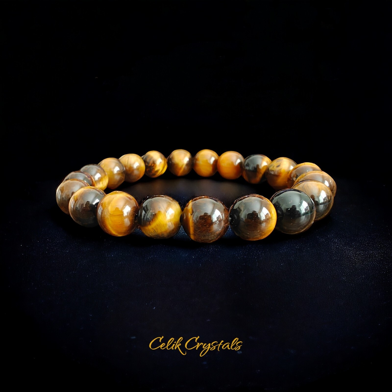AAA Gold Tiger Eye Bracelet Natural Stones 10mm Unisex Stretch Bead Bracelet