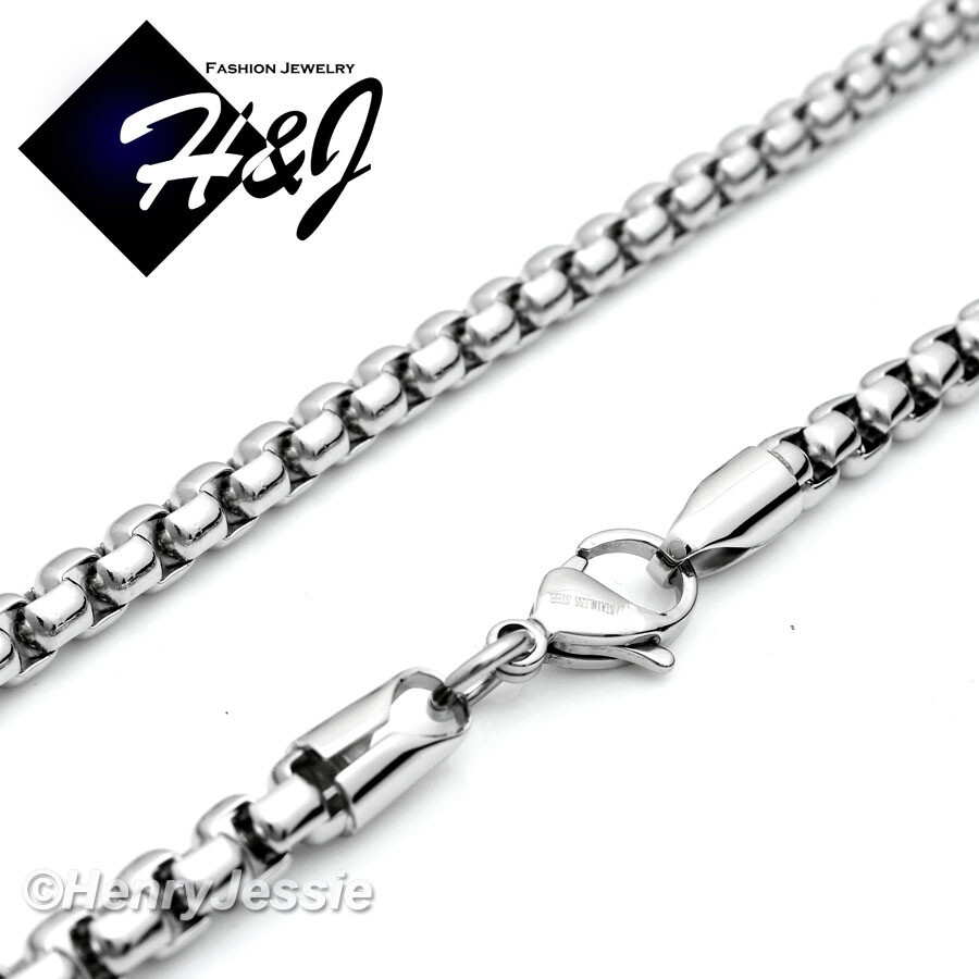18″-40″MEN Stainless Steel 5mm Silver Box Link Necklace ICY CZ Jesus Pendant*150