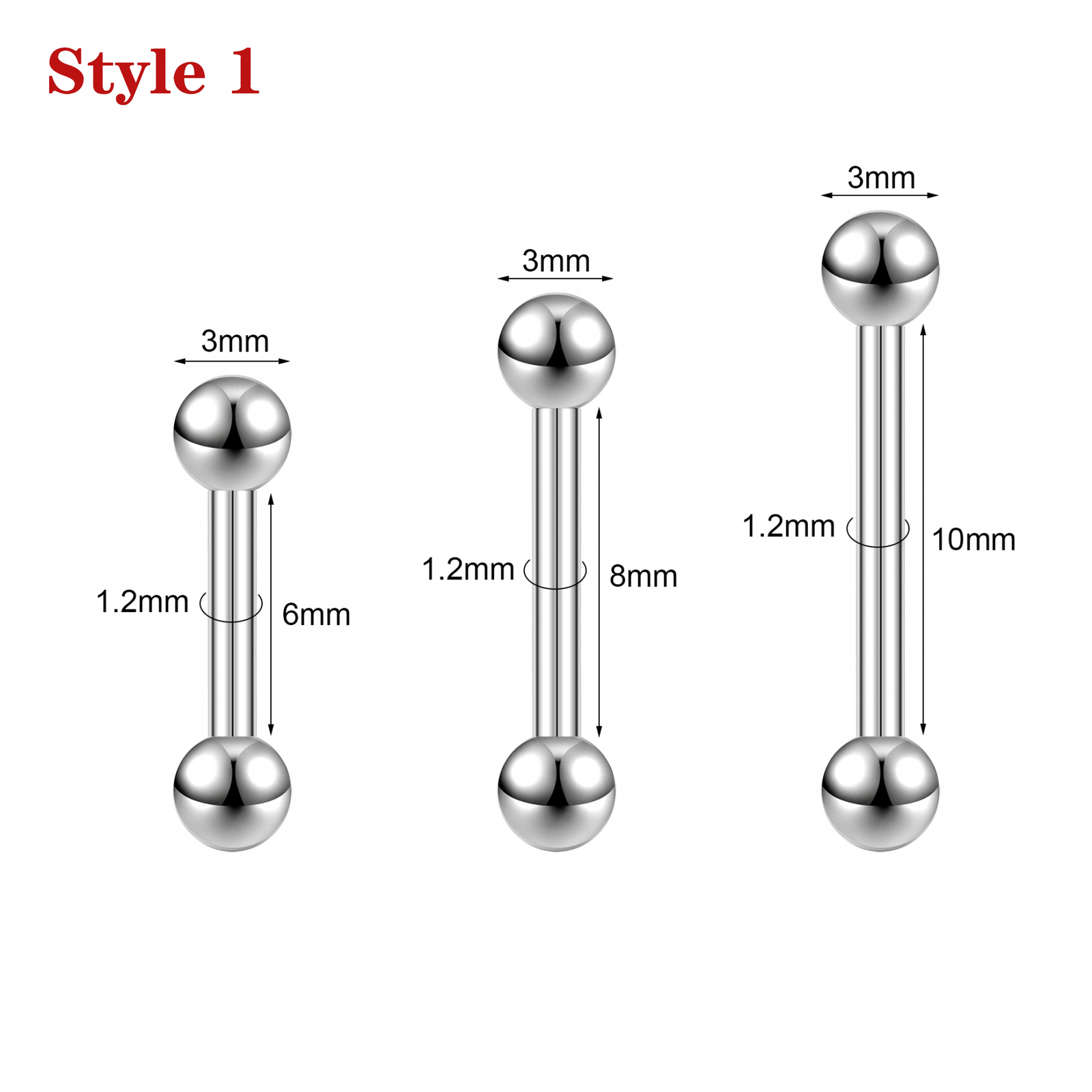 16G 18G Stainless Steel Stud Earring Spike Helix Tragus Barbell Piercing Jewelry