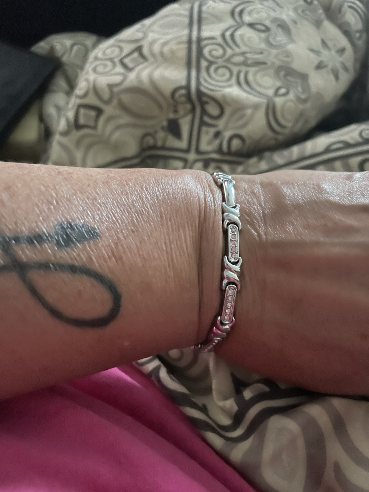 Silver Tone Bar Link Chain Bracelet with Lobster Clasp, Chain Style