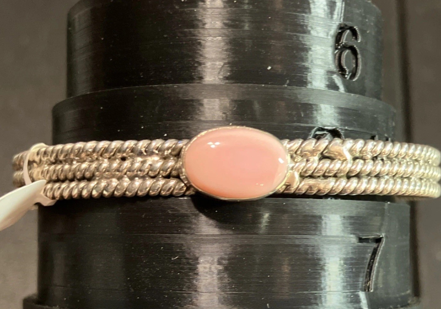 Pink Conch Shell Twisted Rope Sterling 925 Cuff Bracelet Sz 7 New Stacker Silver