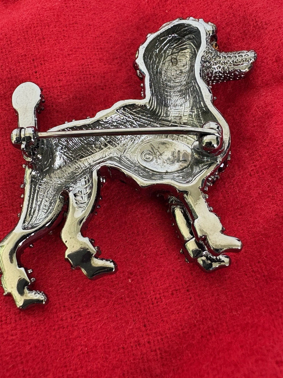 KJL Kenneth Jay Lane Rhinestone Poodle Brooch Pin – Complete Set w/ Box & Book