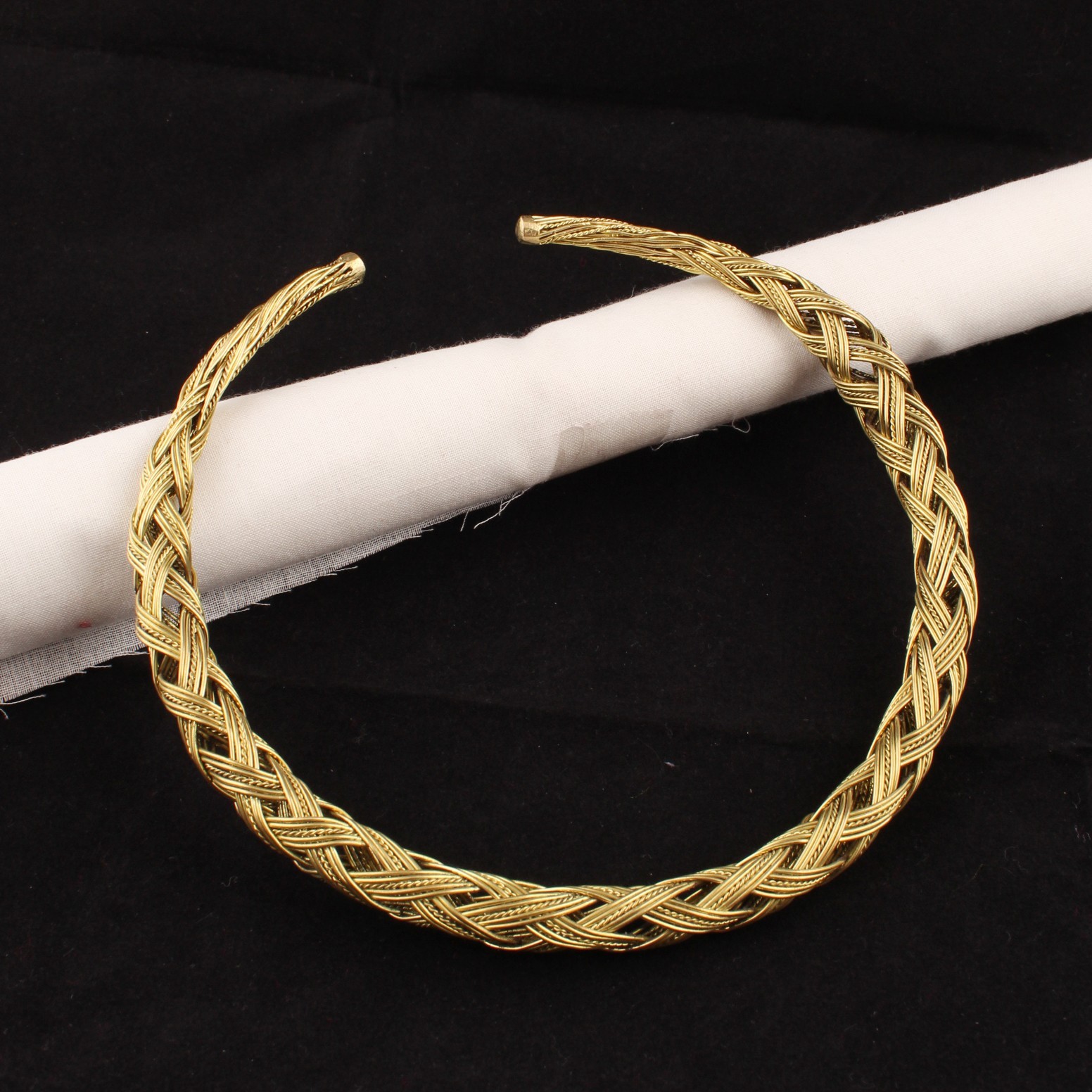 Gold Plated Braided Choker Necklace Open Collar Torque Statement Women Jewelry