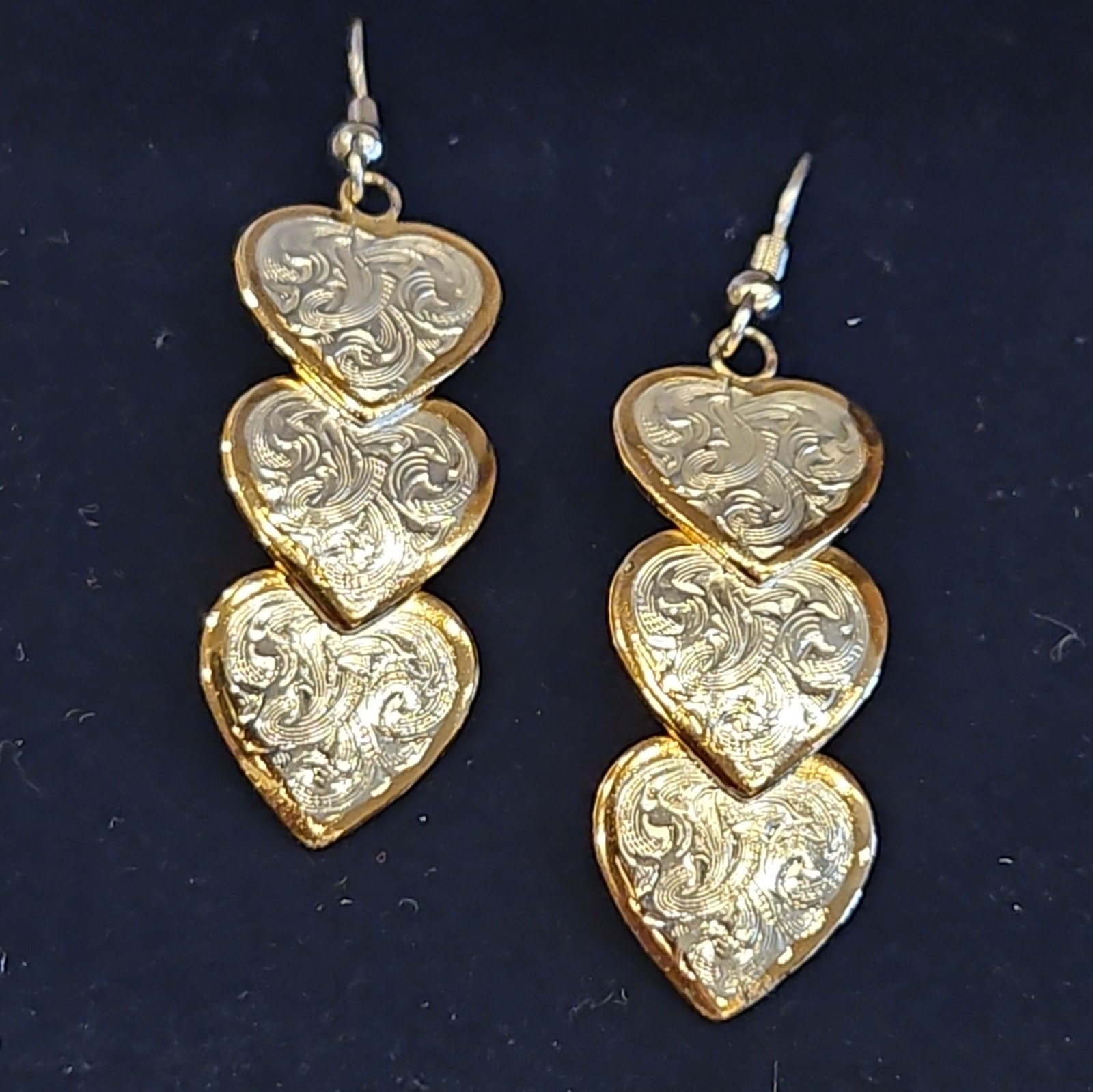 Montana Silversmiths Two-Tone Engraved Heart Dangle Hook Earrings Western