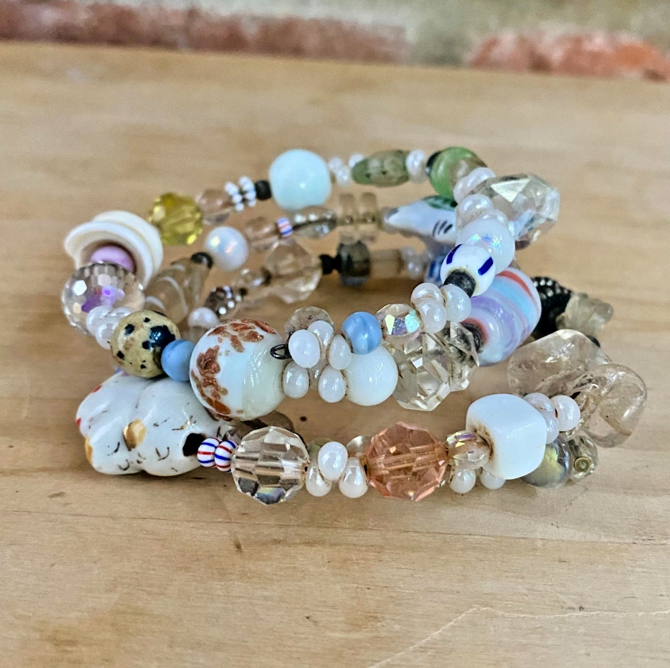 Vintage Bracelet – Artisan made, unique (made to order), animals, memory wire.