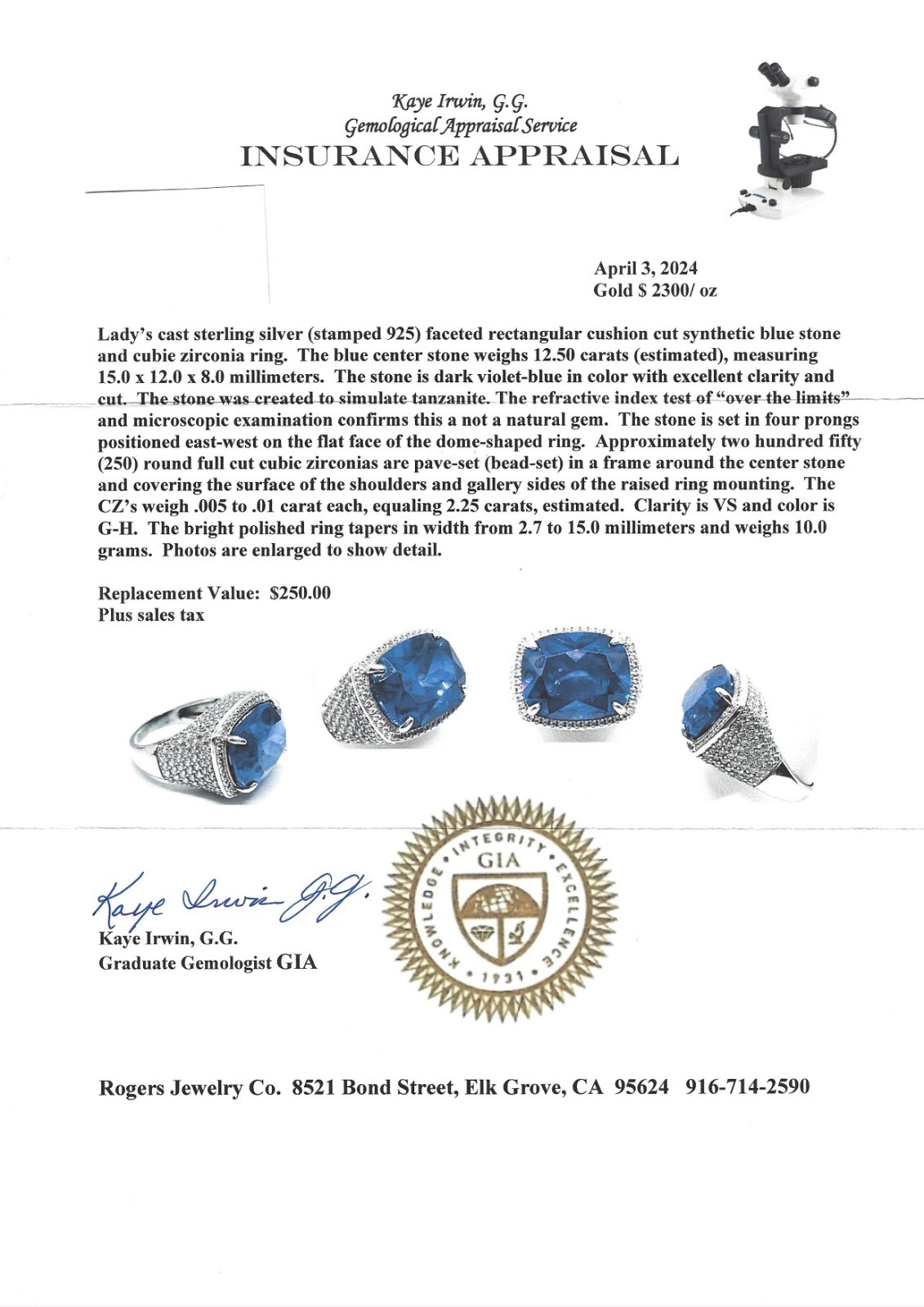 Tanzanite Earrings (5.81 ) Karat each and 18 Karat white gold earrings
