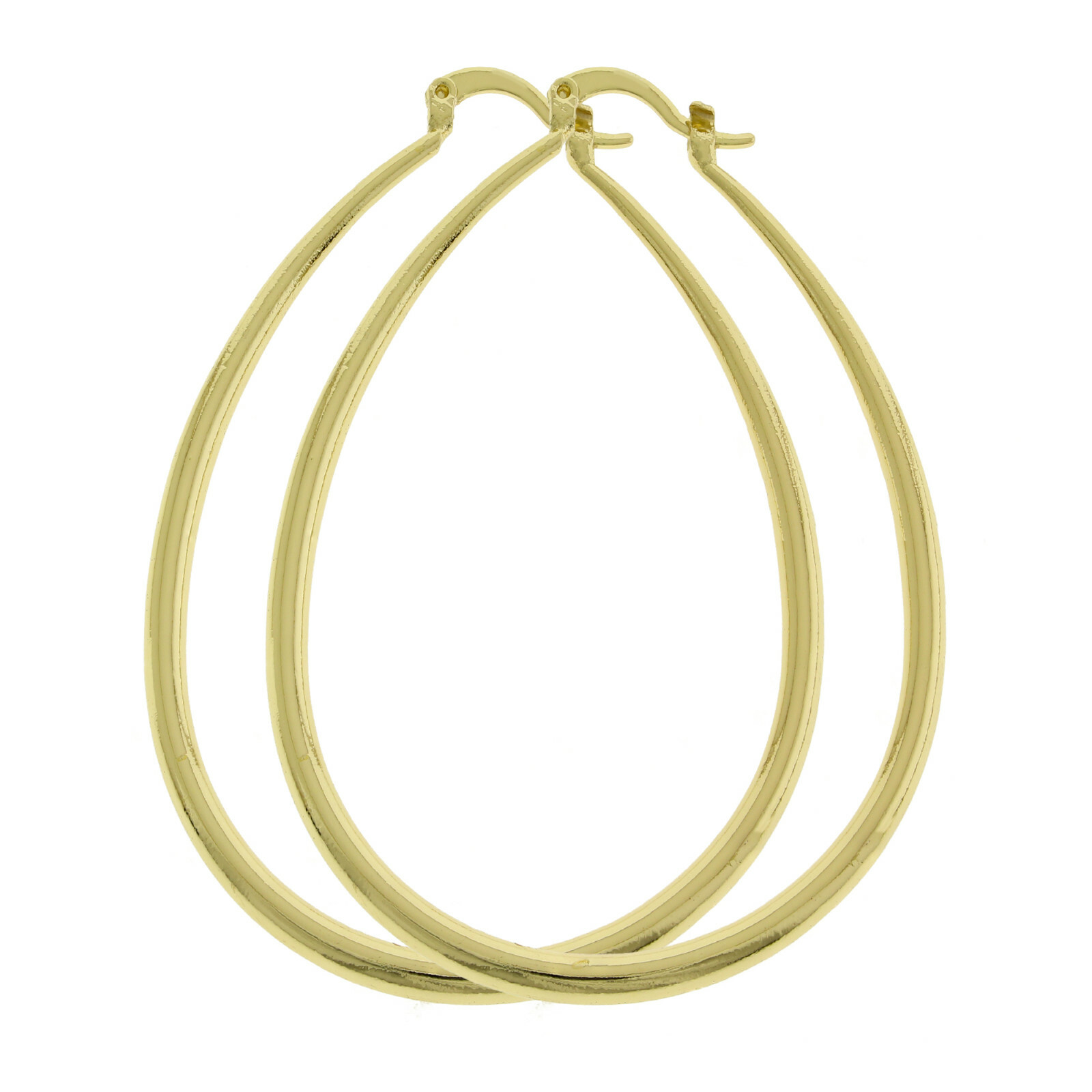 14K Gold Filled Medium Large XL Tear Drop Oval Shape Hoop Click Top Earrings