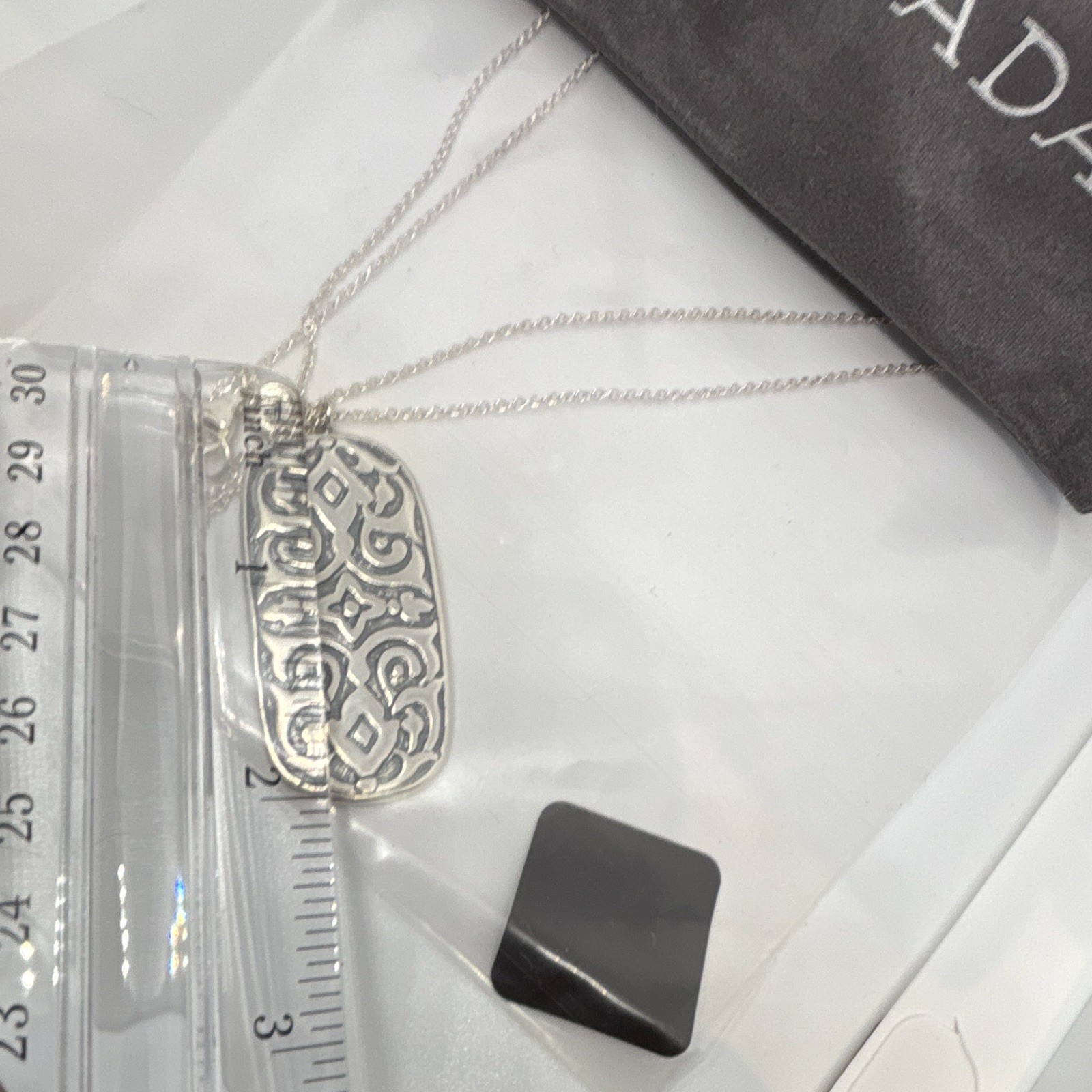 Silpada Silver Rectangle Charm Pendant Cable Chain Necklace, No Stone, Signed