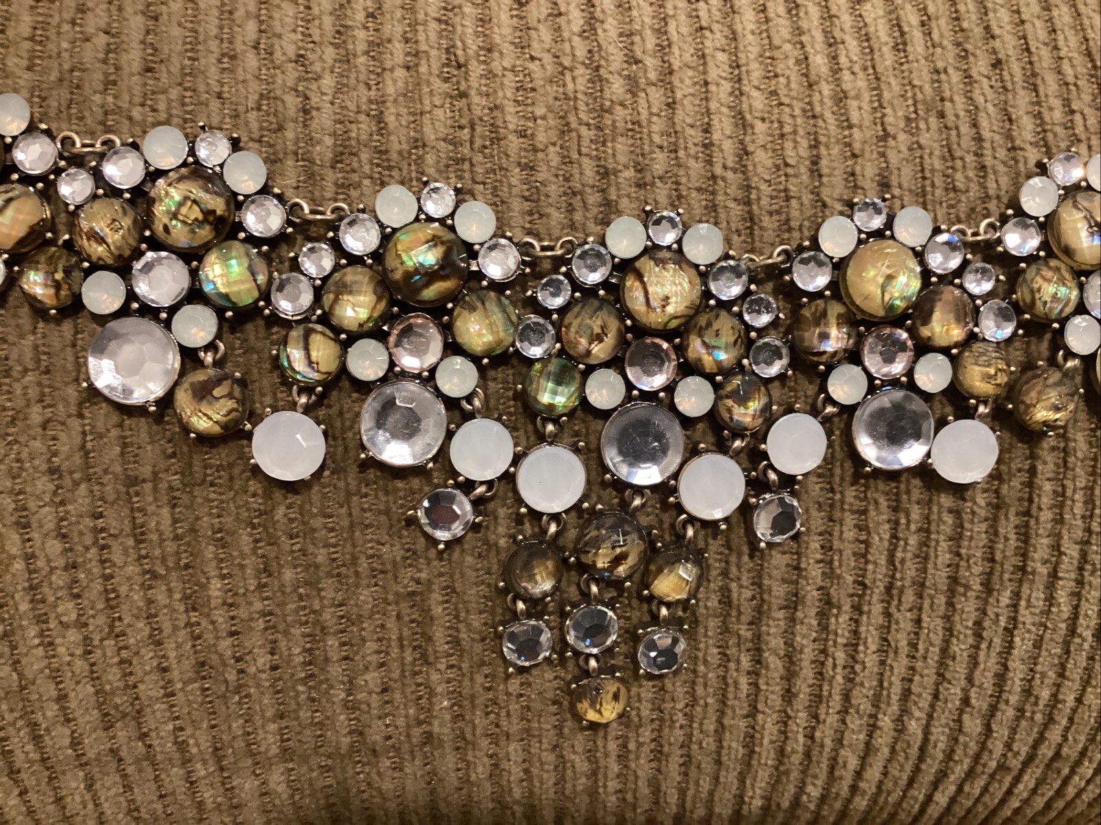 Boston Proper Gorgeous Resin Stone Antique Gold Statement Necklace-MSRP-$129-NWT
