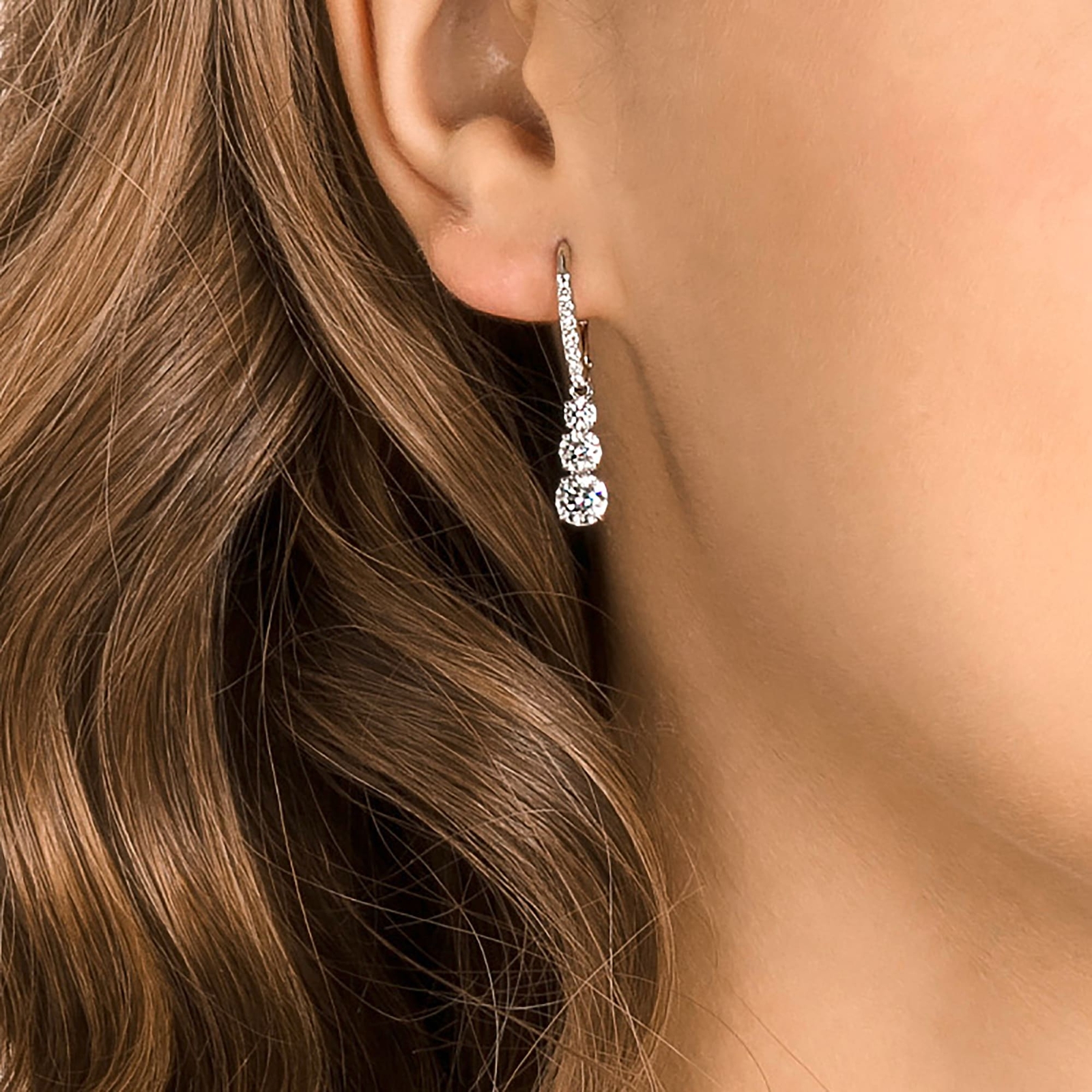Swarovski Attract Trilogy Hoop White Rhodium Plated Earrings 5416155