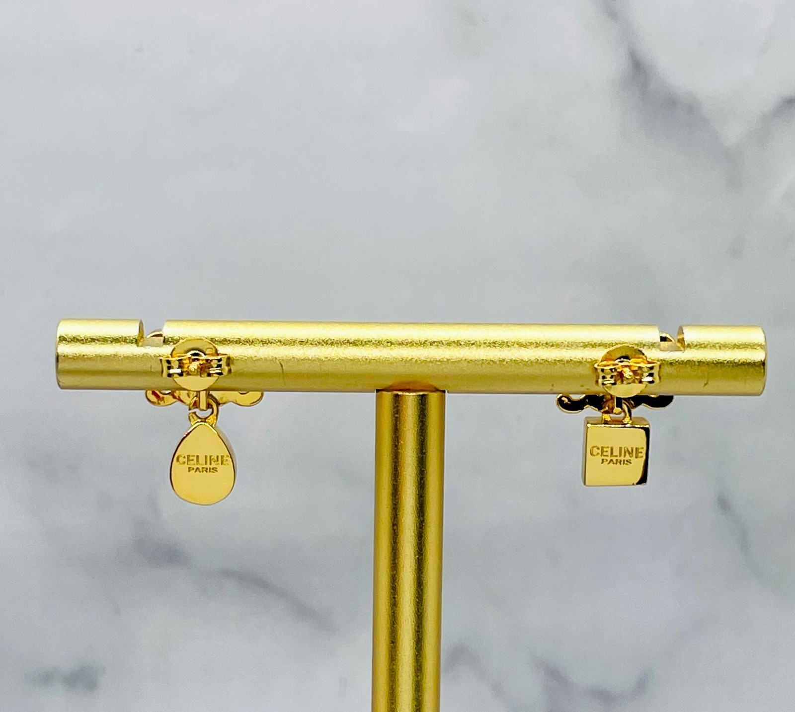 Auth CELINE Monogram Asymmetric Rhinestone Earrings – Pre owned / MH6341