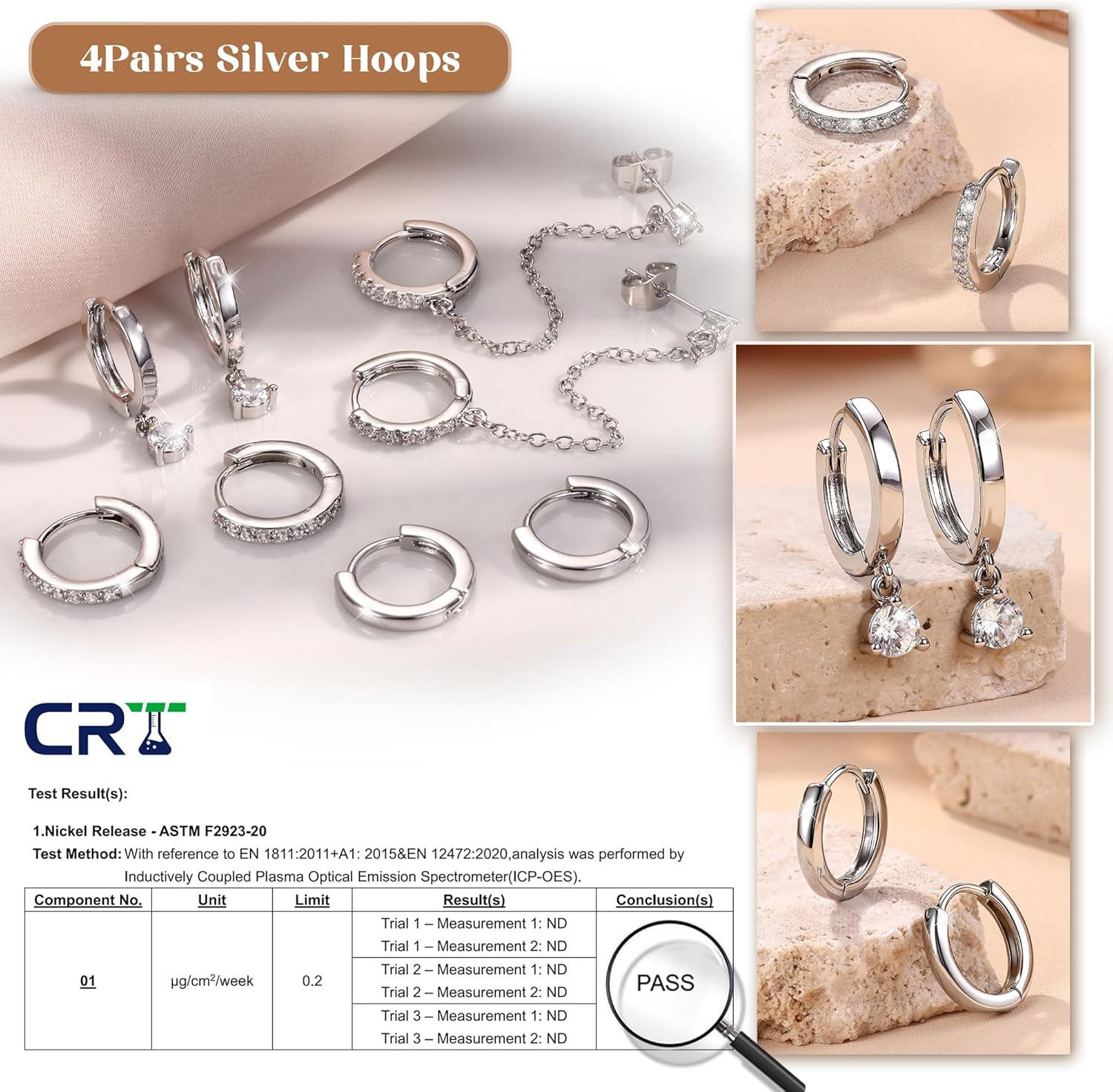 4 Pairs Small Hoop Earrings for Women Trendy 14K Gold Plated Chain Drop Earrings