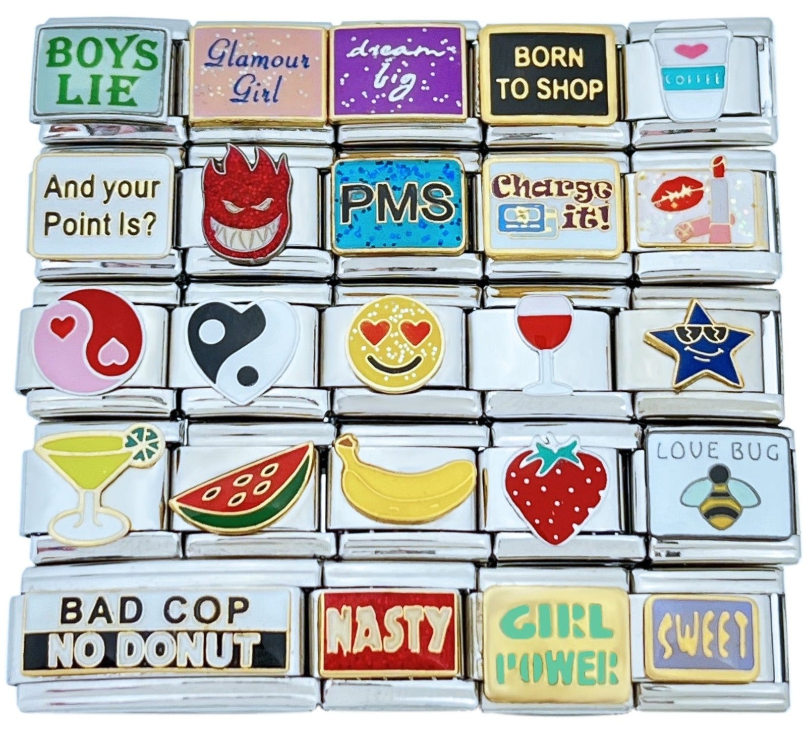 9mm Italian Charms Assorted Words And Sayings (Col #13)