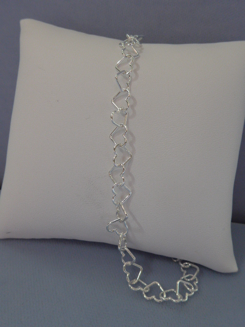 11″ ANKLE BRACELET ITALIAN STERLING SILVER OPEN HEART STYLE 7mm ITALY 925