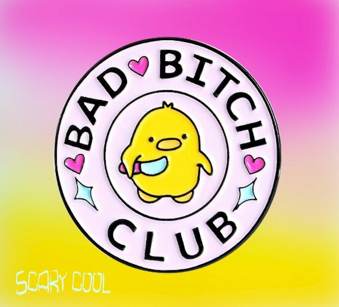 New Bad Bitch Club Duck Yellow Gothic Punk Brooch Retro Pin