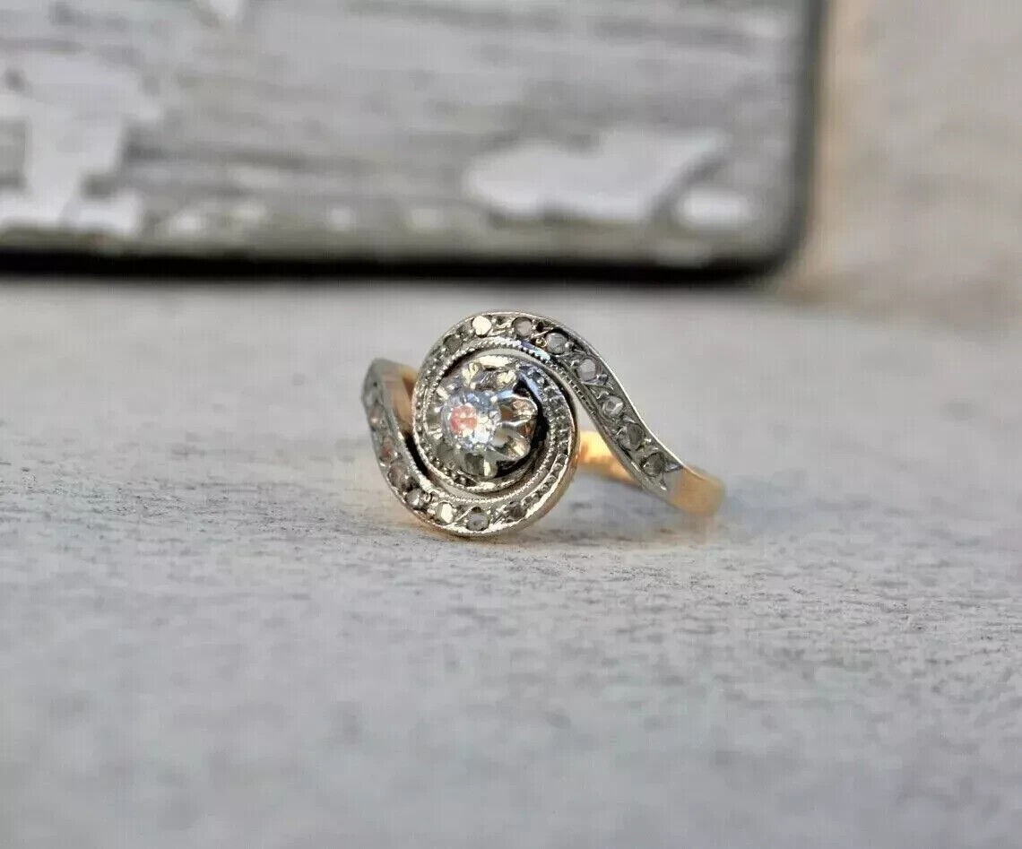 2Ct Round Cut Simulated Diamond Wedding Swirl Band Ring 14k Yellow Gold Plated