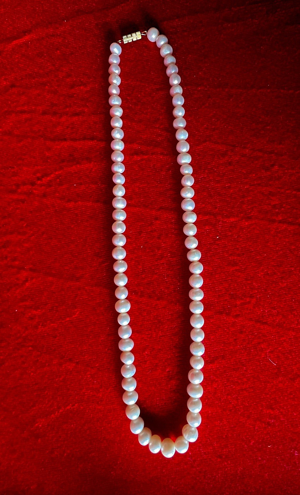 Vintage Freshwater Pearl Necklace & Earrings Set Gold Clasp 20th Century 18”