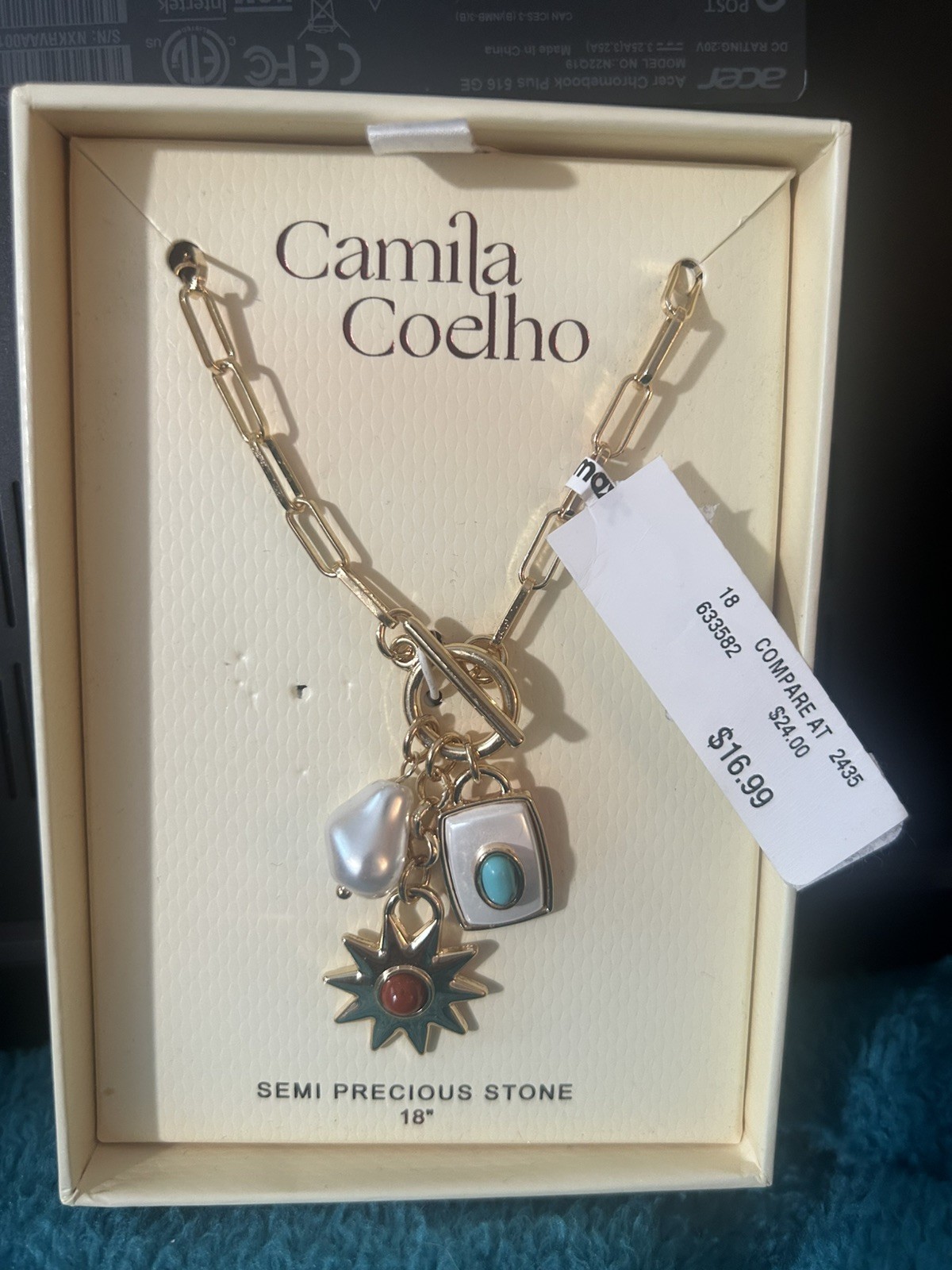 Camila Coelho Semi-Precious Stone Necklace, 18″. NWT