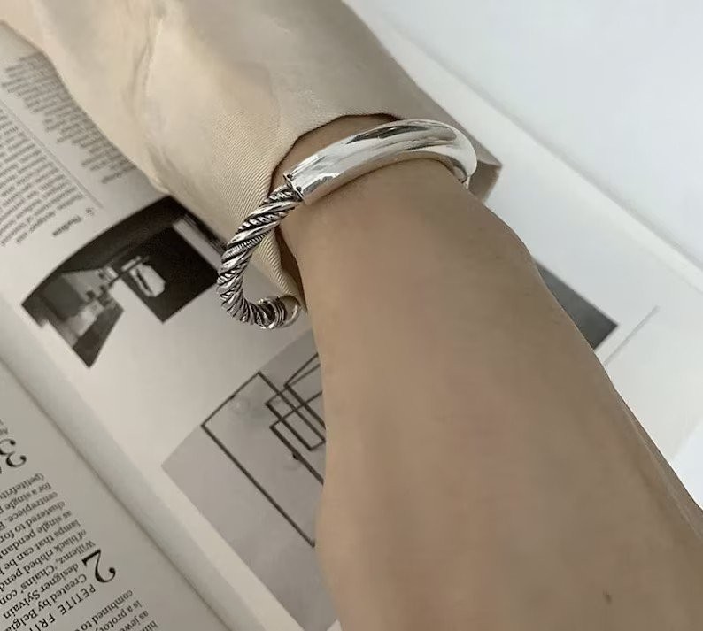 Twisted Modern Cuff Bracelet | 925 Sterling Silver | Gift for Her | Delivered in