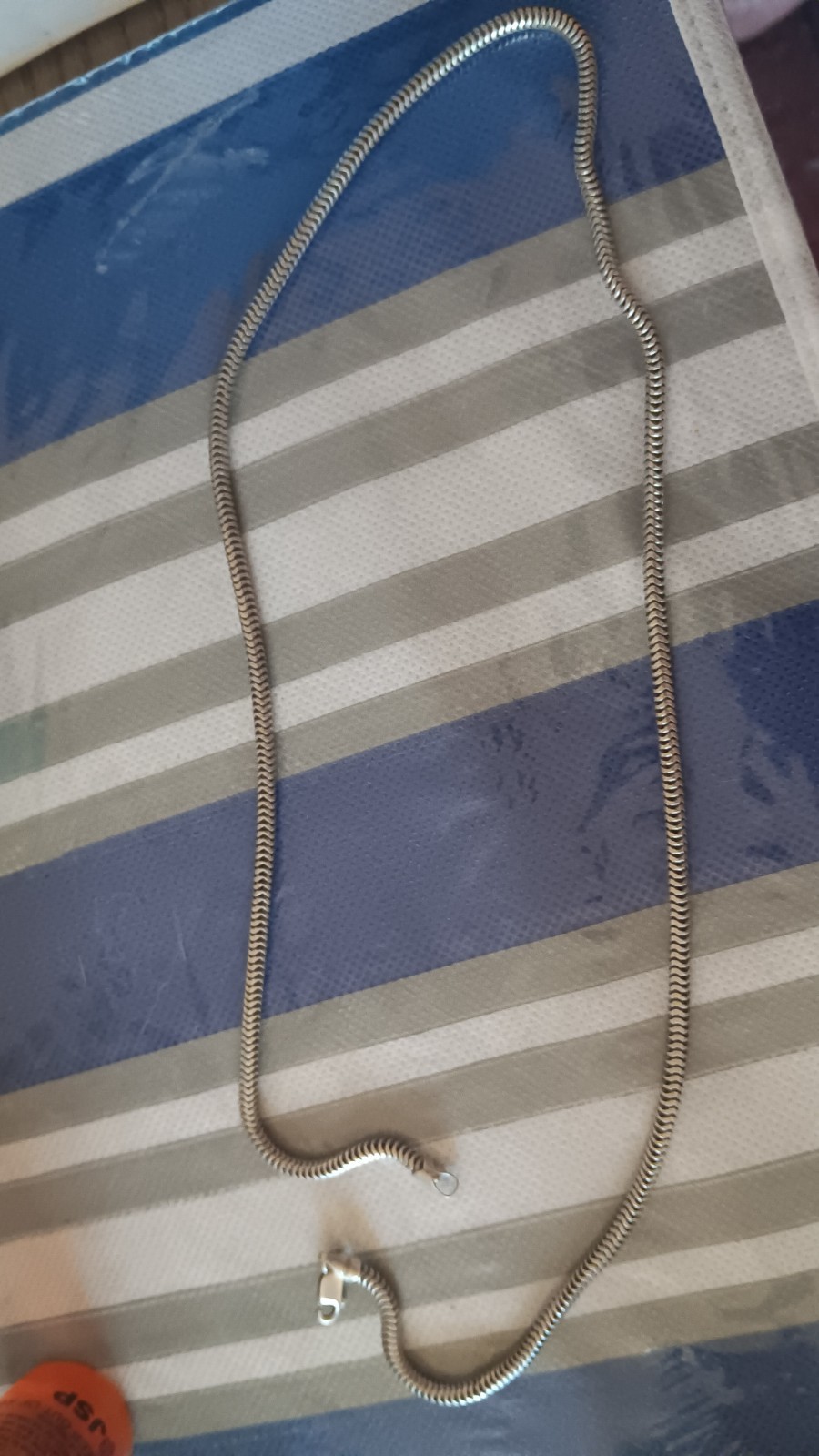 Vintage 925 Silver Snake Chain Necklace 20 In Metal Lobster Clasp No Stone