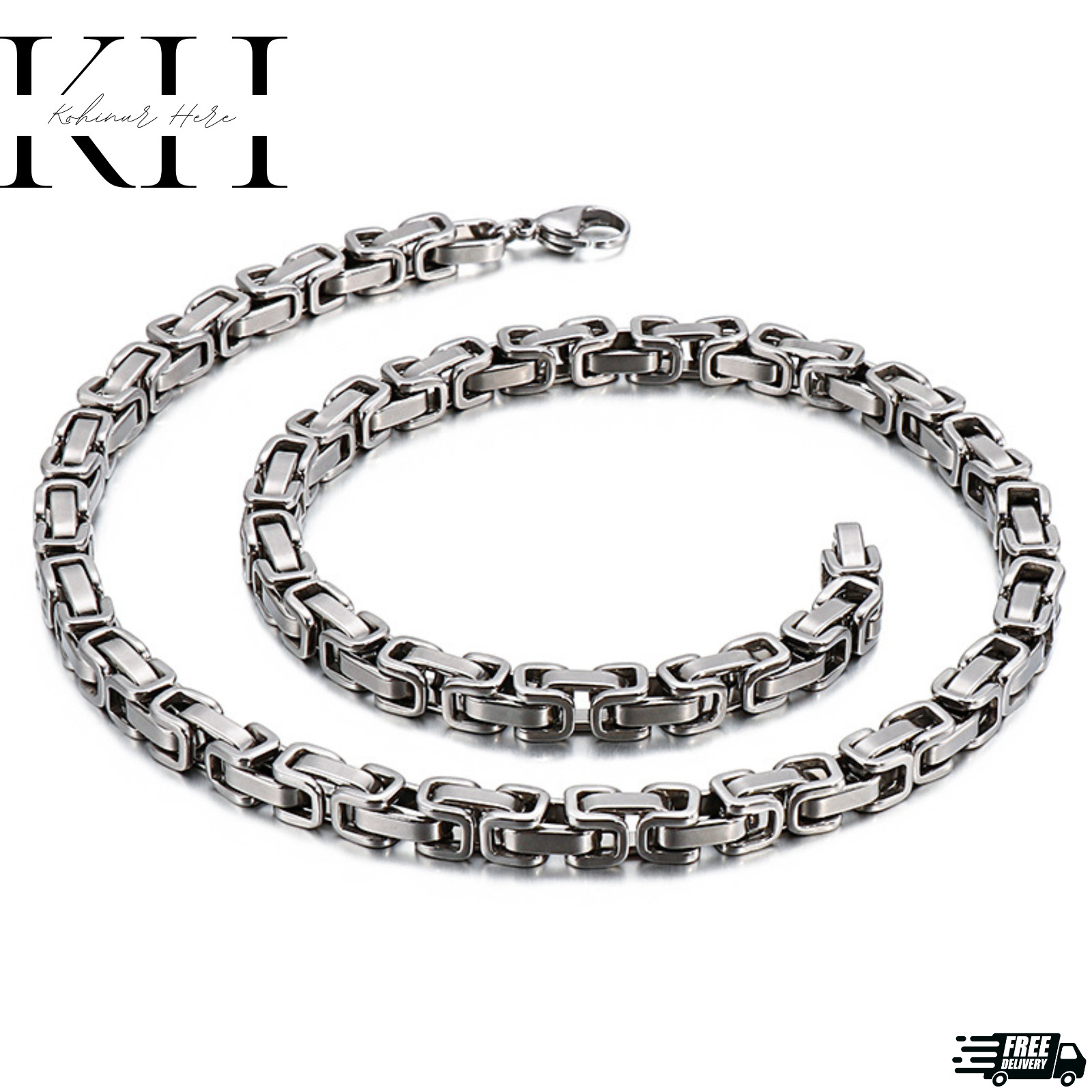 18-40″MEN’s Stainless Steel 4mm/6mm/9mm Silver Byzantine Box Link Chain Necklace