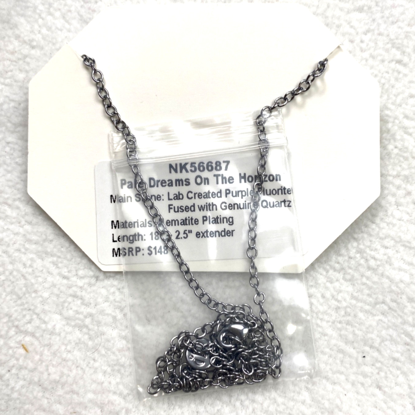 BP Bomb Party Necklace Purple Fluorite Hematite Plating & Quartz 18” NWT $148