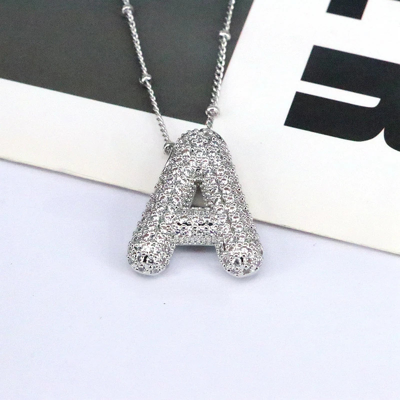 Alphabet Letter Pendant Necklace Stainles Steel Silver Initial A-Z Chain Jewelry