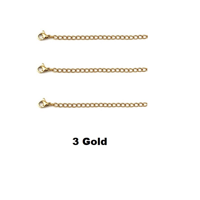 3pcs 4 Options- Gold/Silver 3″ Chain Extenders For Necklace/Bracelet Jewelry