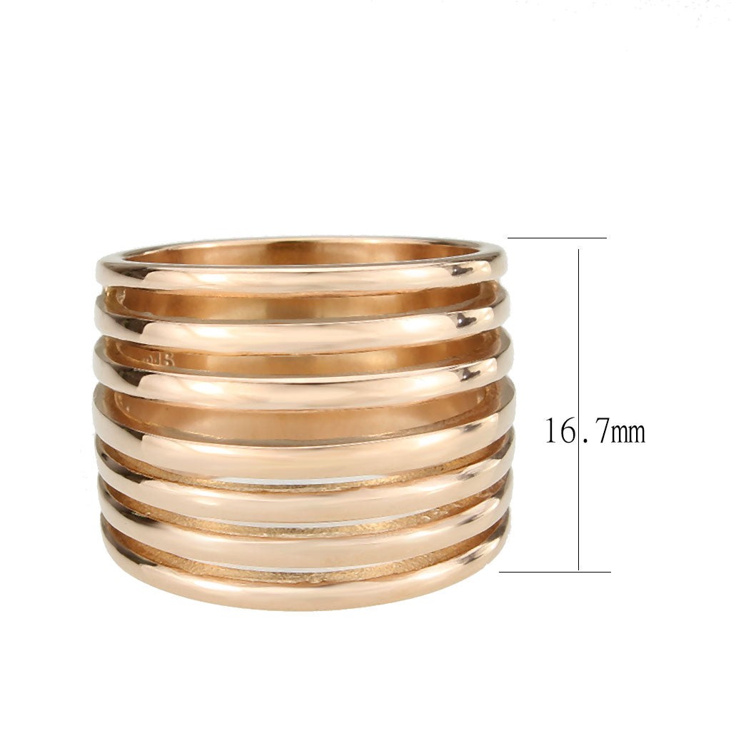 Women’s Ring, Rose Gold Plated, Stainless Steel, Statement, Wide Band, Multi Row