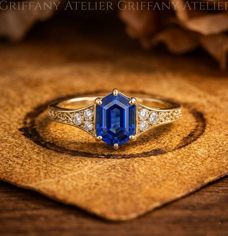 Lab Created Blue Topaz Ring, Base Metal: Brass Finish: Gold Plated, Gift