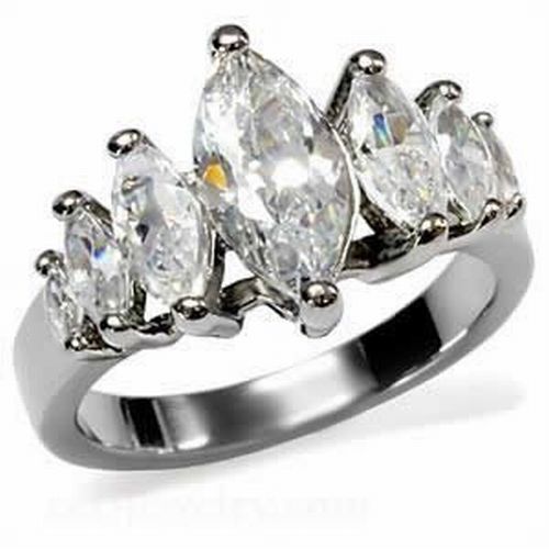 Women’s Stainless Steel AAA CZ Engagement Anniversary Marquise Band Ring