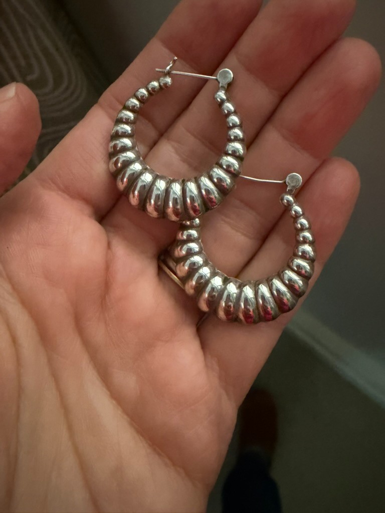 Sterling silver hoop earrings – 90s style – 925 stamp