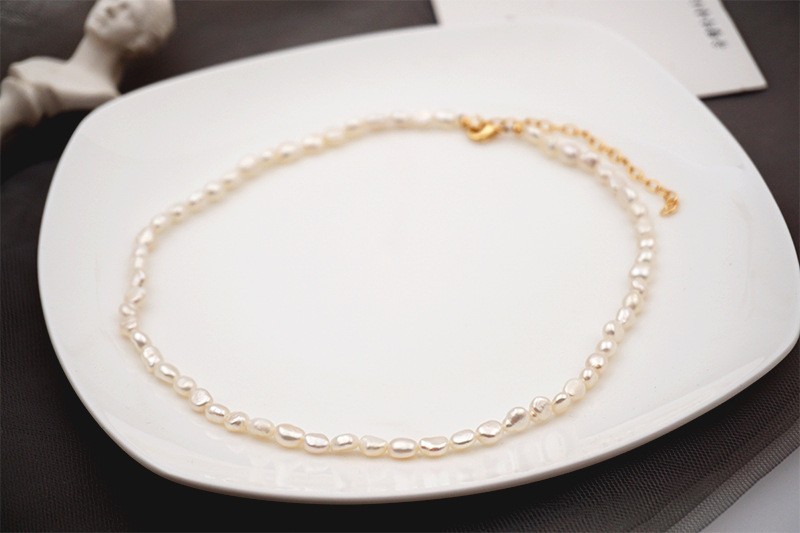 Natural Freshwater Baroque Pearl Necklace White Clavicle Chain Wedding Gift Wome