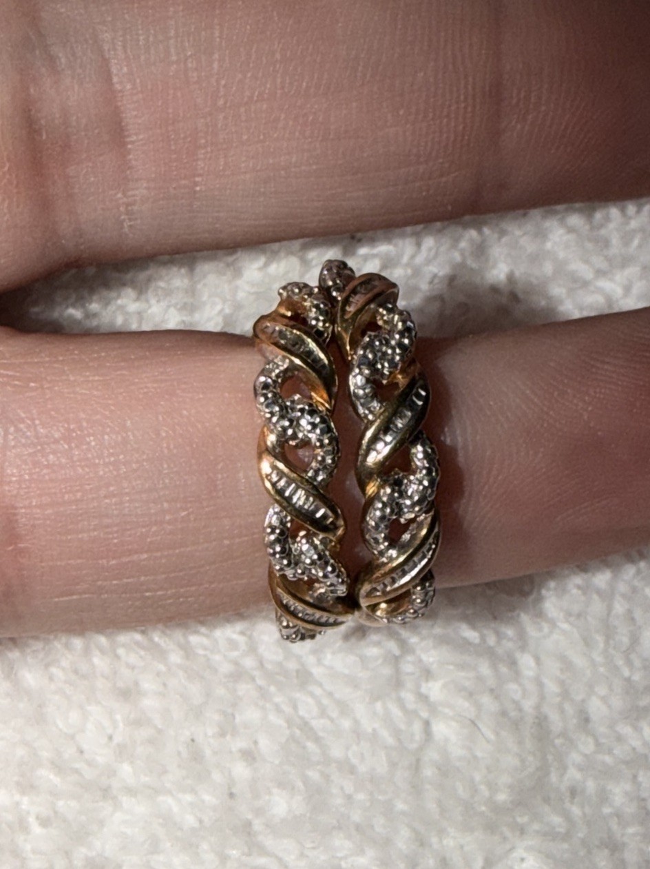 925 Sterling Silver Gold Tone Pavé CZ Twisted Huggie Hoop Earrings