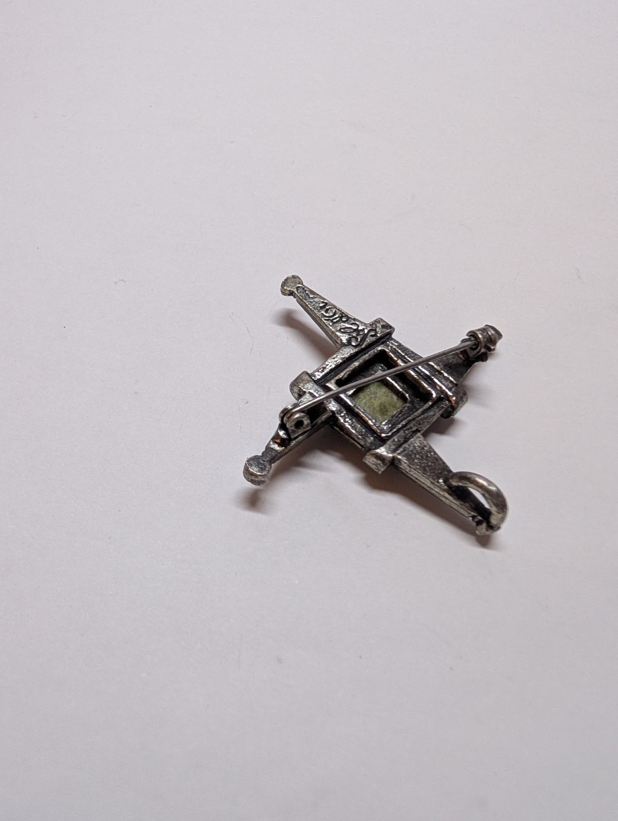 Vintage Signed Sol d’Or Irish Celtic St. Brigid’s Cross Brooch Pin Faux Connemar