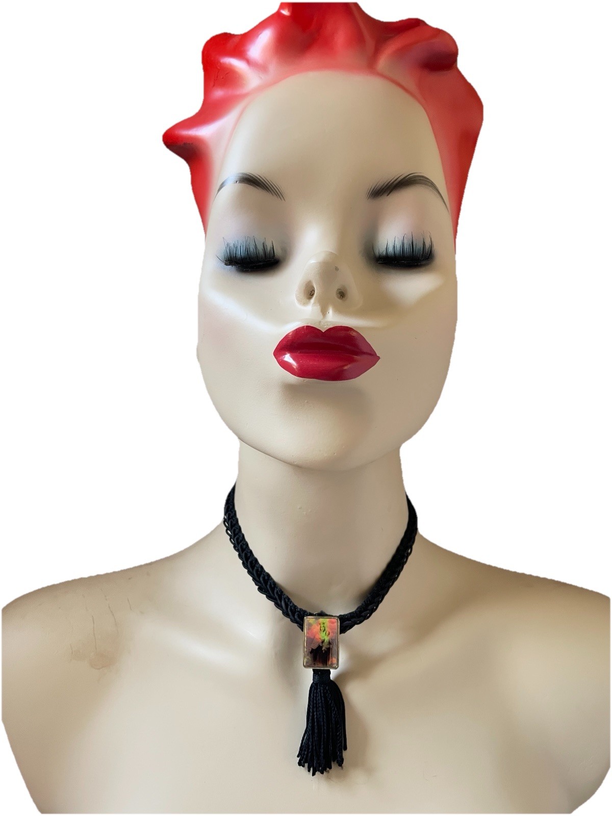 Wearable Art Woven Religious Pendant Tassel Choker Necklace