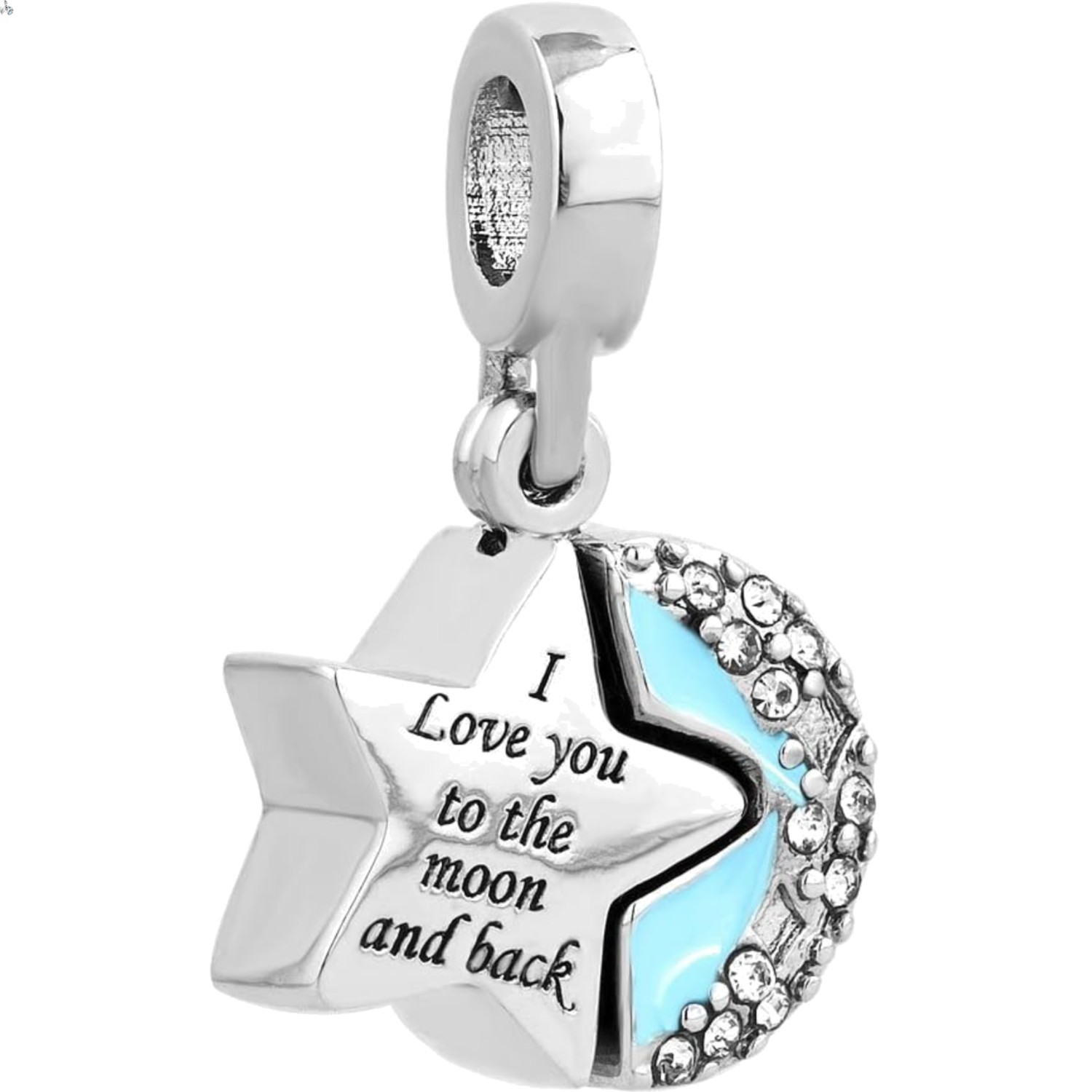 Heart I Love You to The Moon and Back Charm Beads for Bracelets
