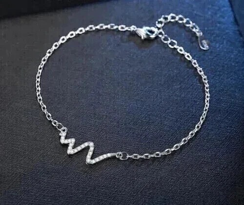 2 Ct Round Simulated Diamond Pretty Design Chain Bracelet 14K White Gold Plated