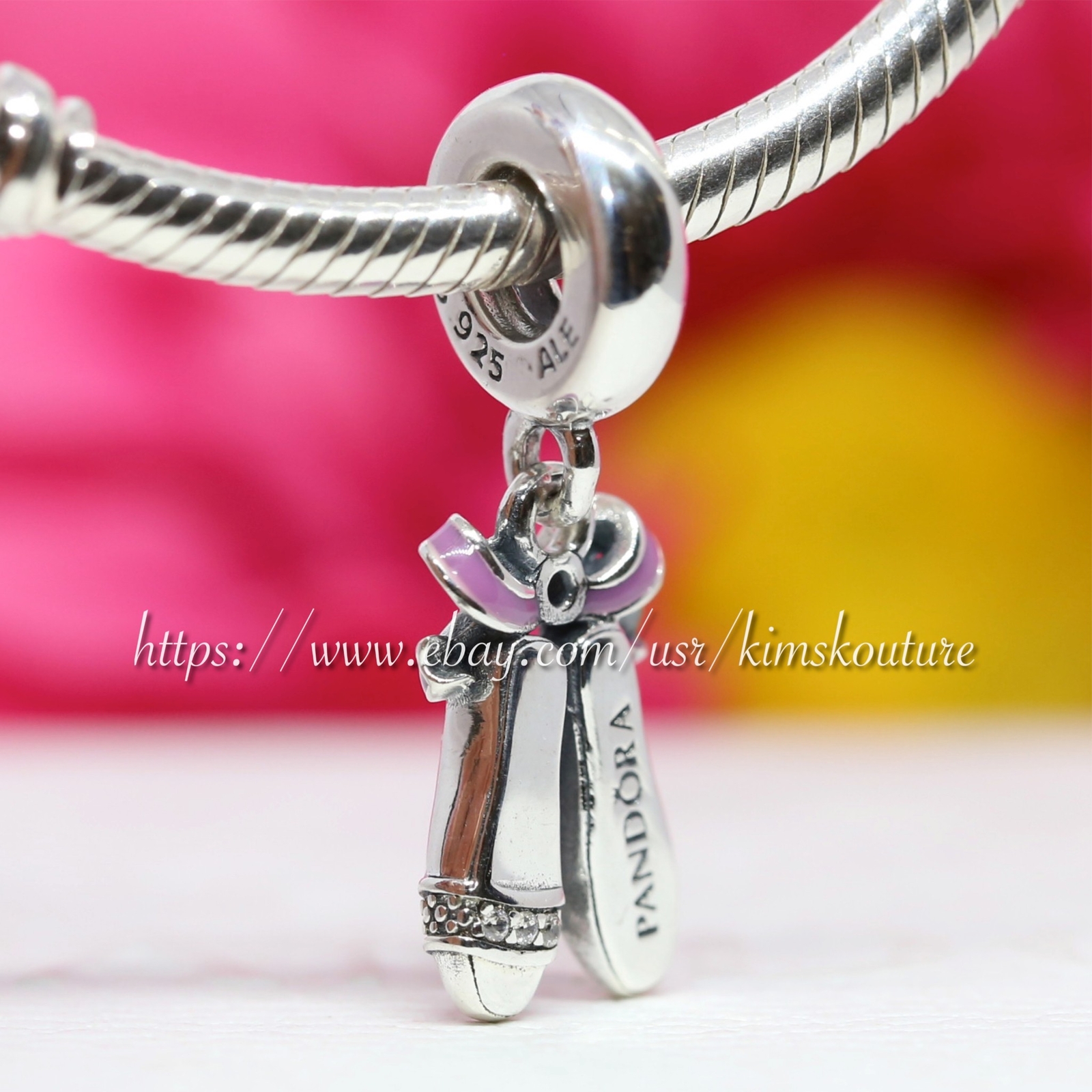 Authentic Pink Ballerina Shoes Sterling Silver Charm Bead 798339CZ