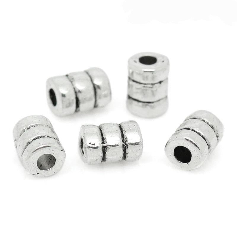 Sexy Sparkles 25 Pcs Silver Toned Cylinder Column Antique Silver Spacer Bead 6mm