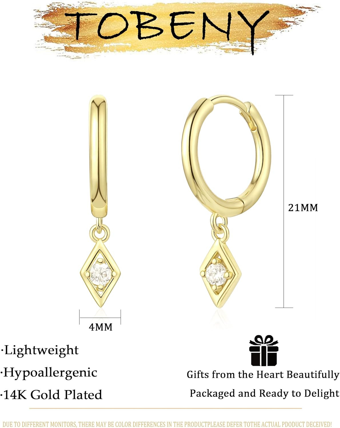 Gold Earrings for Women Trendy Dainty Paperclip Link Drop Dangle Earrings 14K Go
