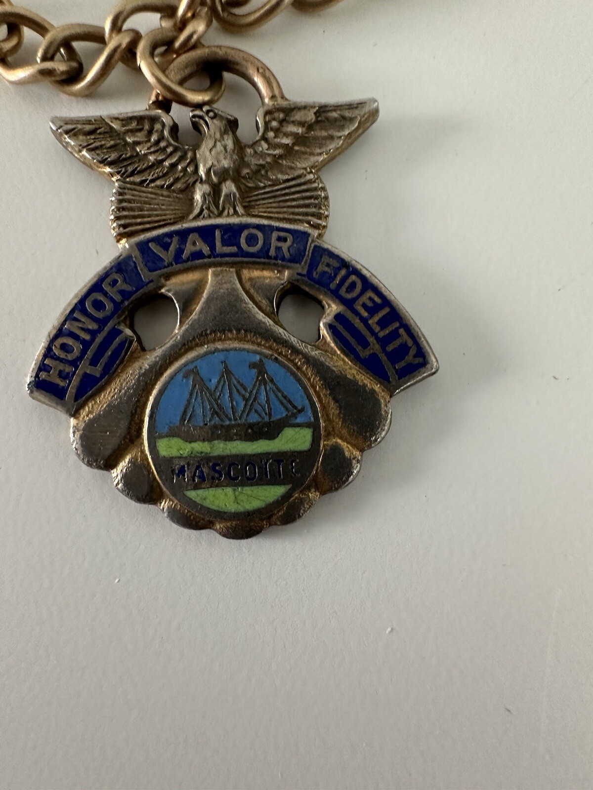Bracelet Mascotte Charm Honor Valor Fidelity N S Meyer New York Medal 7″ VTG