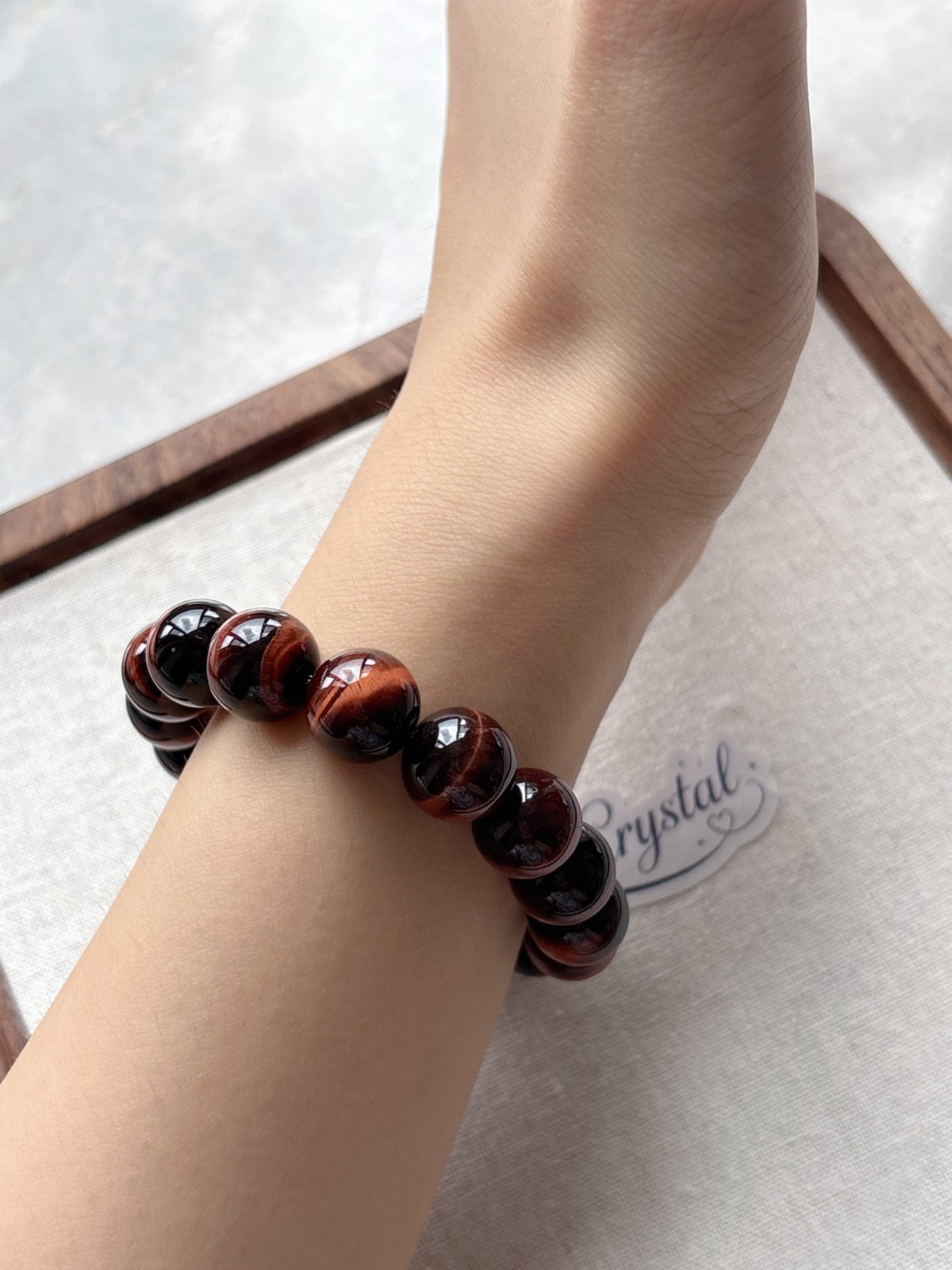 Natural Tiger’s Eye Stone Bracelet 12m Red Tiger Eye Gemstone Stretch Bracelet
