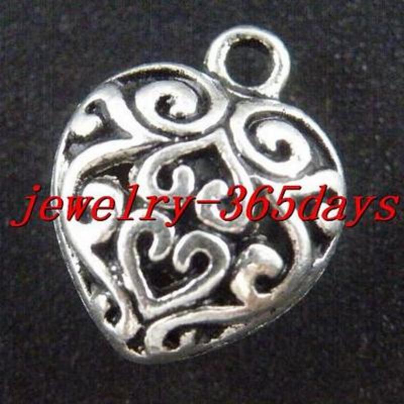 30pcs Tibetan Silver Hollow Heart Charms 16.5x13x9mm 12495