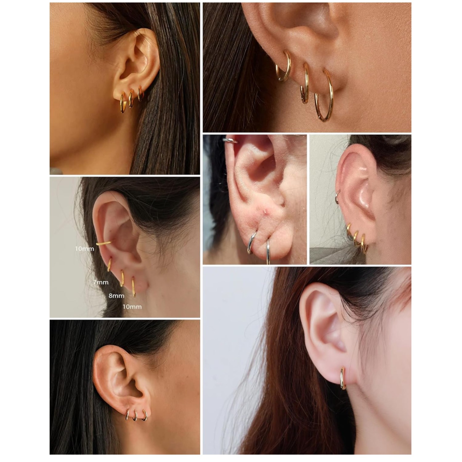Small 20G Gold Endless Hoops for Piercings